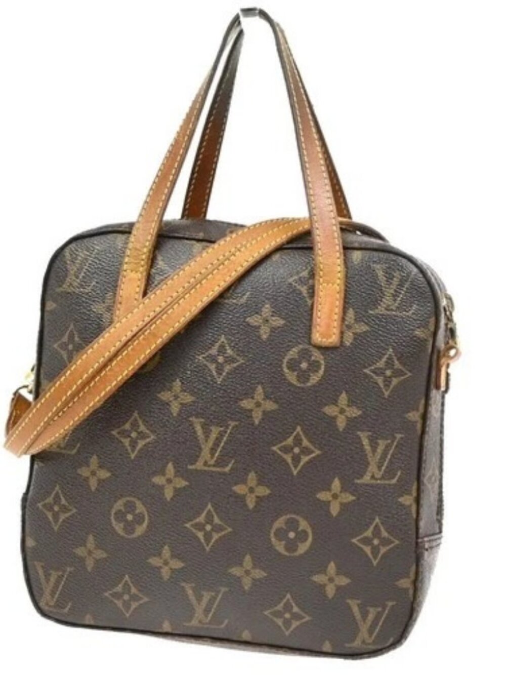 LOUIS VUITTON LV Logo Spontini Hand Bag Monogram Leather Brown M47500 35KD404